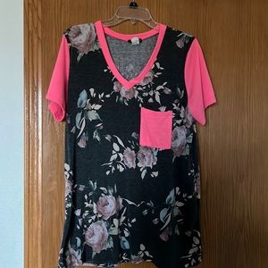 Coral and floral top